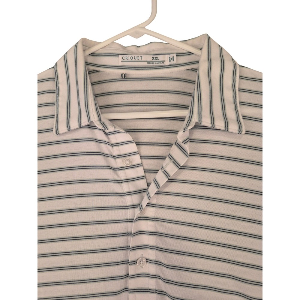 Criquet Mens XXL Striped Pima Cotton Blend Polo Shirt Colonial Country Club